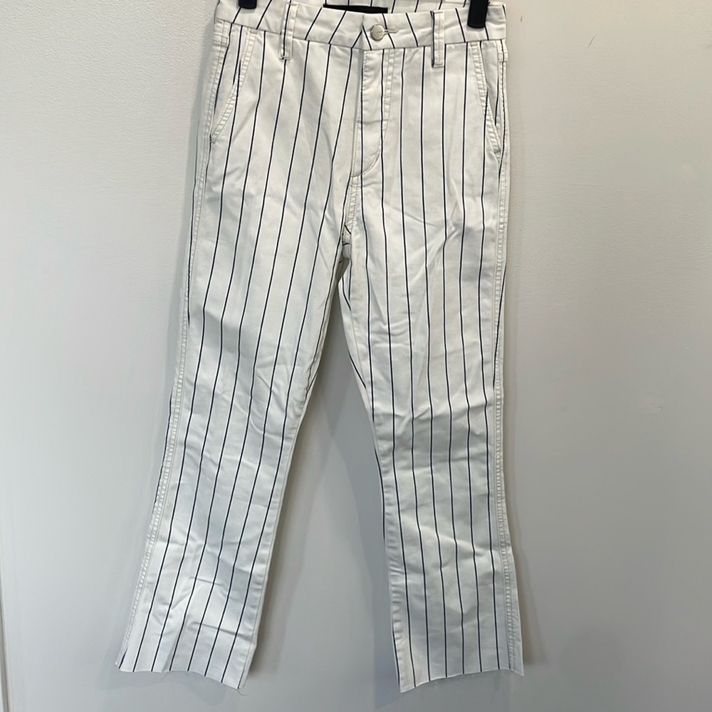 NWT Joe’s jeans off white cream blue striped 70’s high waist pants. Size 24